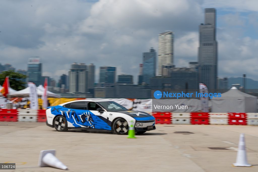 A Xpeng P7 from Chinese automaker Xpeng during a race at the 2026 Asia Auto GYMKHANA Championship Hong Kong stage on October 17, 2026 in Hong Kong. (Photo by Vernon Yuen/Nexpher Images)