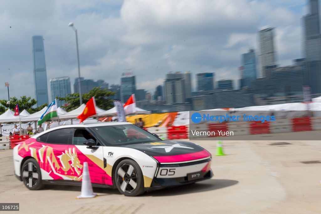 A Xpeng P7 from Chinese automaker Xpeng during a race at the 2026 Asia Auto GYMKHANA Championship Hong Kong stage on October 17, 2026 in Hong Kong. (Photo by Vernon Yuen/Nexpher Images)
