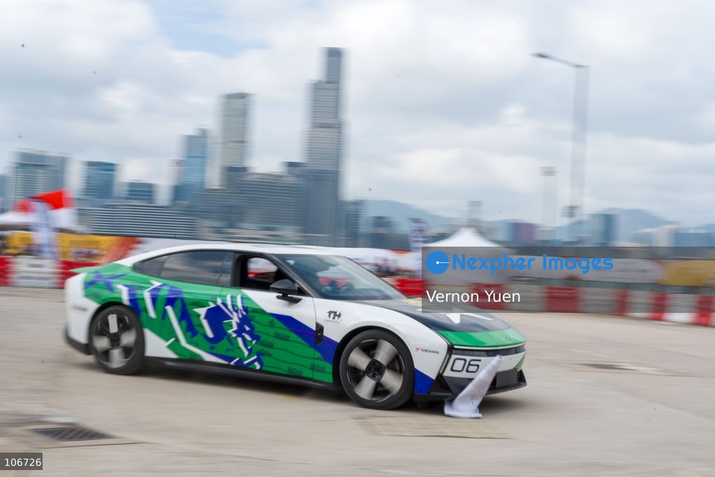 A Xpeng P7 from Chinese automaker Xpeng during a race at the 2026 Asia Auto GYMKHANA Championship Hong Kong stage on October 17, 2026 in Hong Kong. (Photo by Vernon Yuen/Nexpher Images)