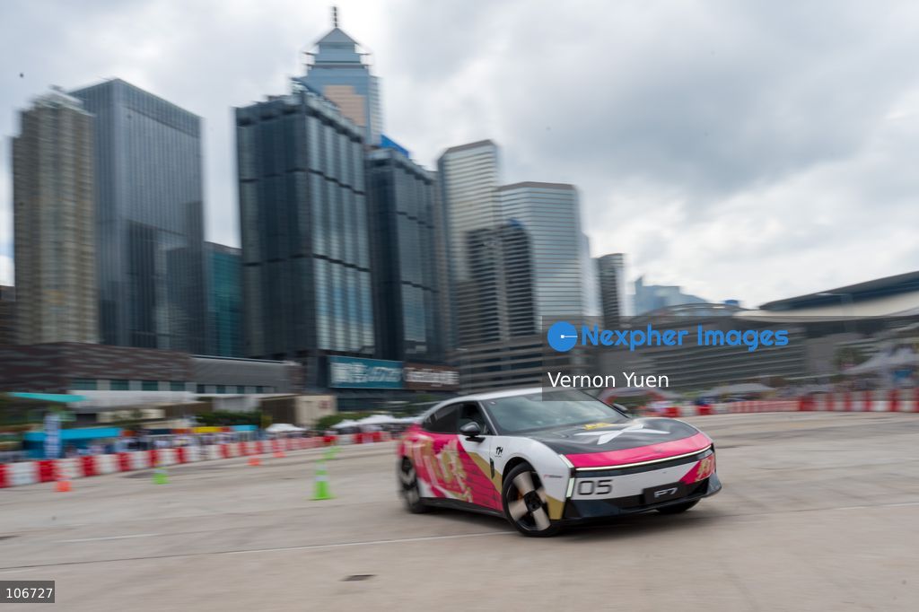 A Xpeng P7 from Chinese automaker Xpeng during a race at the 2026 Asia Auto GYMKHANA Championship Hong Kong stage on October 17, 2026 in Hong Kong. (Photo by Vernon Yuen/Nexpher Images)