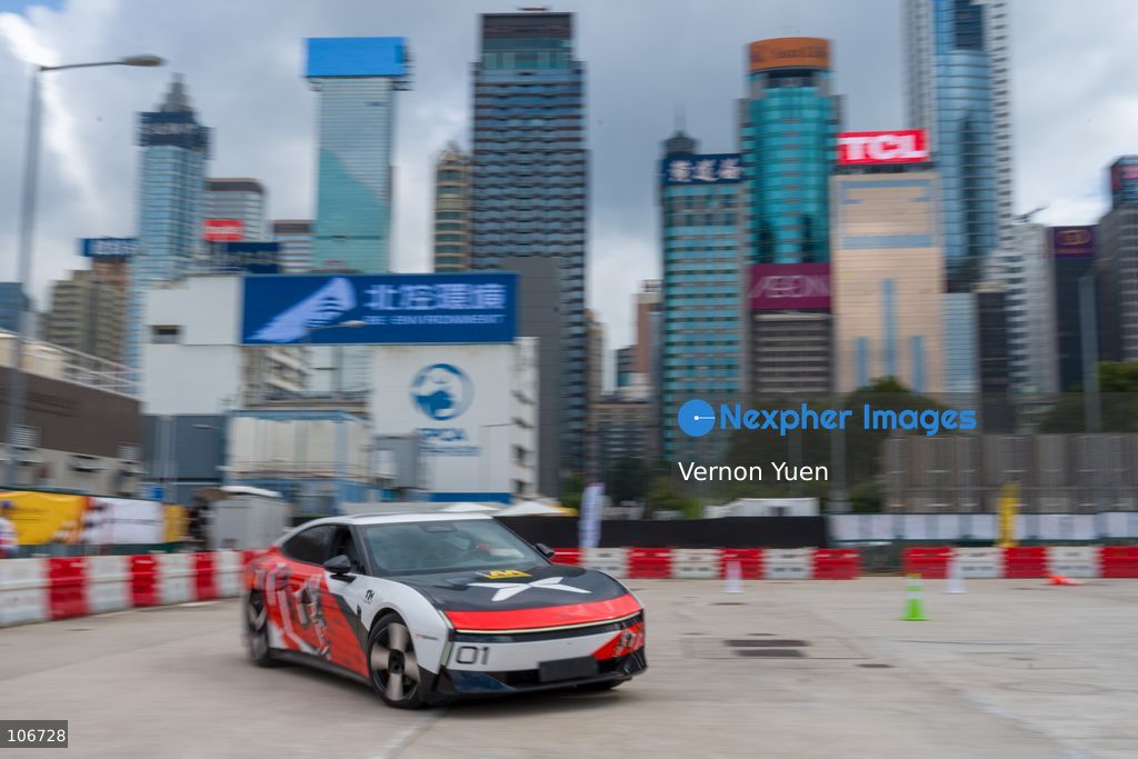 A Xpeng P7 from Chinese automaker Xpeng during a race at the 2026 Asia Auto GYMKHANA Championship Hong Kong stage on October 17, 2026 in Hong Kong. (Photo by Vernon Yuen/Nexpher Images)