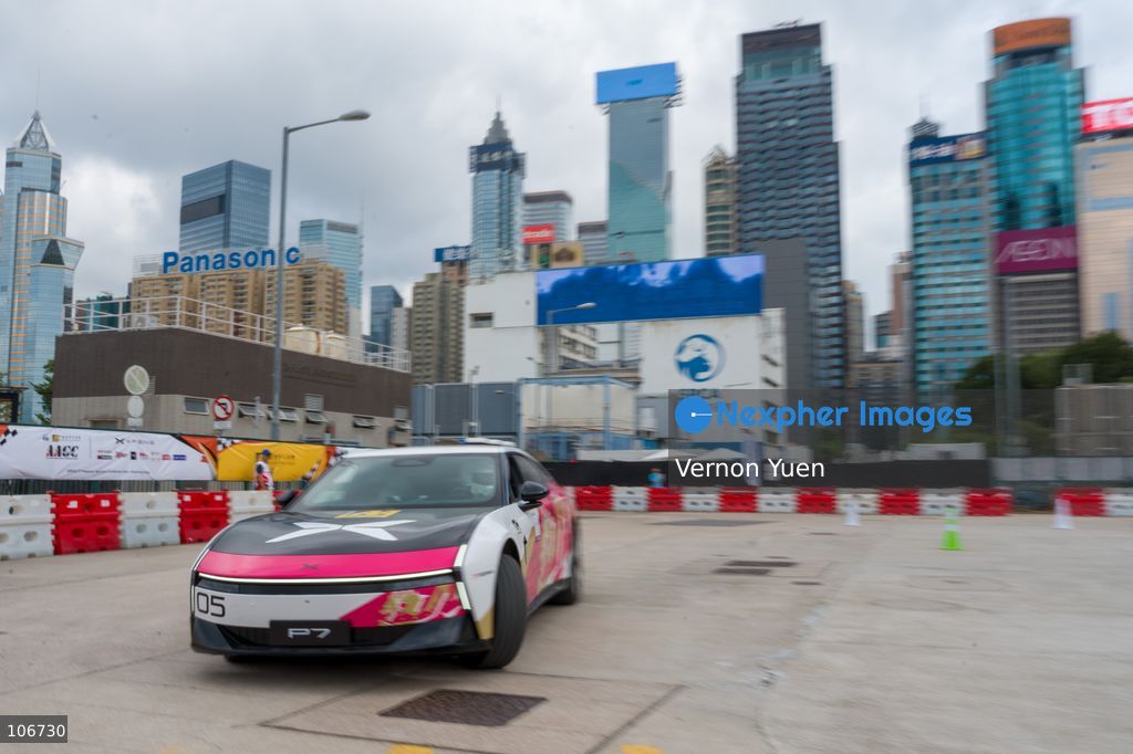A Xpeng P7 from Chinese automaker Xpeng during a race at the 2026 Asia Auto GYMKHANA Championship Hong Kong stage on October 17, 2026 in Hong Kong. (Photo by Vernon Yuen/Nexpher Images)