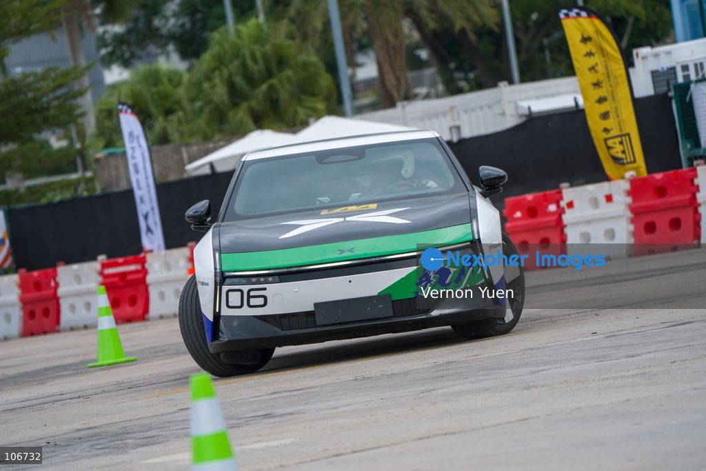A Xpeng P7 from Chinese automaker Xpeng during a race at the 2026 Asia Auto GYMKHANA Championship Hong Kong stage on October 17, 2026 in Hong Kong. (Photo by Vernon Yuen/Nexpher Images)
