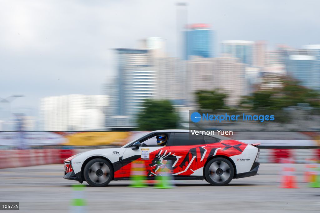 A Xpeng P7 from Chinese automaker Xpeng during a race at the 2026 Asia Auto GYMKHANA Championship Hong Kong stage on October 17, 2026 in Hong Kong. (Photo by Vernon Yuen/Nexpher Images)