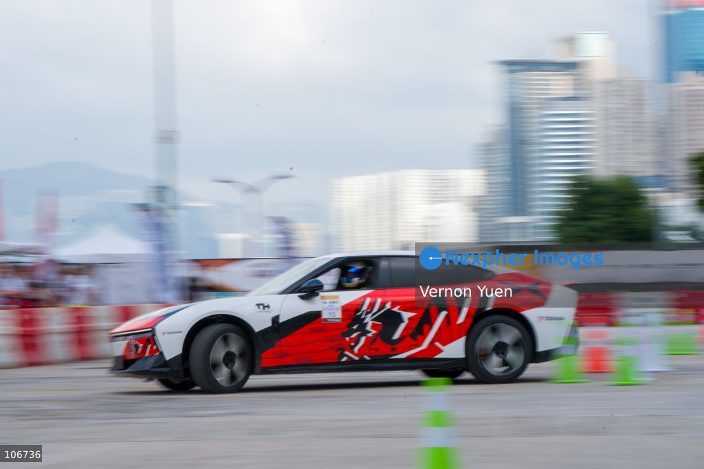 A Xpeng P7 from Chinese automaker Xpeng during a race at the 2026 Asia Auto GYMKHANA Championship Hong Kong stage on October 17, 2026 in Hong Kong. (Photo by Vernon Yuen/Nexpher Images)