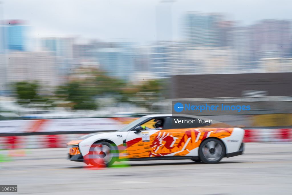 A Xpeng P7 from Chinese automaker Xpeng during a race at the 2026 Asia Auto GYMKHANA Championship Hong Kong stage on October 17, 2026 in Hong Kong. (Photo by Vernon Yuen/Nexpher Images)