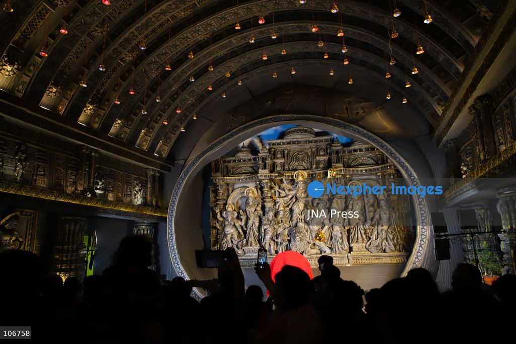 JAMSHEDPUR, JHARKHAND, INDIA, OCTOBER 16, 2026: Devotees visit a decorated pandal, a temporary worship pavilion, during Durga Puja celebrations in Jamshedpur. The Hindu festival honours Goddess Durga and celebrates the victory of good over evil. Photo by Rohit Kumar Shaw / JNA Press. (Photo by Rohit Kumar Shaw/JNA Press via Nexpher Images)