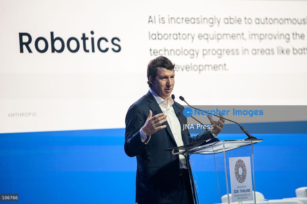BANGKOK, THAILAND - OCTOBER 17, 2026: Anthropic co-founder Jack Clark delivers a lecture titled “Inside the Event Horizon: Why Everyone Should Take AI Progress Seriously” during the Per Jacobsson Foundation lecture at the 2026 Annual Meetings of the International Monetary Fund (IMF) and the World Bank Group in Bangkok. The lecture explores potential advances in artificial intelligence and their implications for scientific discovery, robotics, autonomous businesses and the wider economy. Photo by Watsawat Koktabtim / JNA Press. (Photo by Watsawat "James" Koktabtim/JNA Press via Nexpher Images)