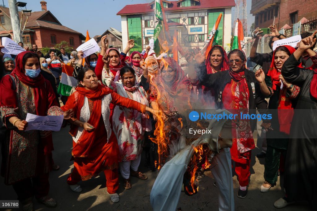 Supporters of India's main opposition Congress party taking part during a protest to demand the resignation of Chief Election Commissioner Gyanesh Kumar over alleged voter roll irregularities. on October 17, 2026 in Srinagar, India. (Photo by Danish Showkat/ Eyepix Group) (Photo by Danish Showkat/ Eyepix Group/Eyepix via Nexpher Images)