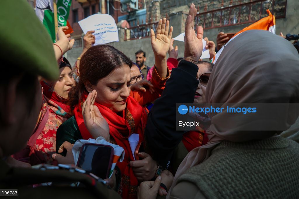 Supporters of India's main opposition Congress party taking part during a protest to demand the resignation of Chief Election Commissioner Gyanesh Kumar over alleged voter roll irregularities. on October 17, 2026 in Srinagar, India. (Photo by Danish Showkat/ Eyepix Group) (Photo by Danish Showkat/ Eyepix Group/Eyepix via Nexpher Images)