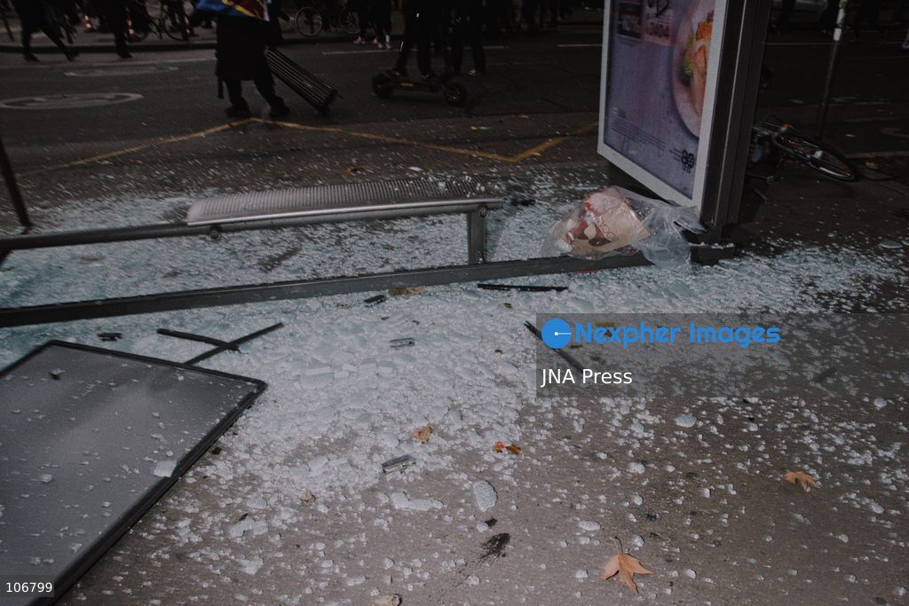 LYON, FRANCE, OCTOBER 17, 2026: Demonstrators clash with police at Place Bellecour in Lyon during nationwide protests against the high cost of living. Police use tear gas and a water cannon during the confrontations. A tourist information office on the square is ransacked and set on fire during the unrest. Photo by Julian Nelaj / JNA Press. (Photo by Julian Nelaj/JNA Press via Nexpher Images)