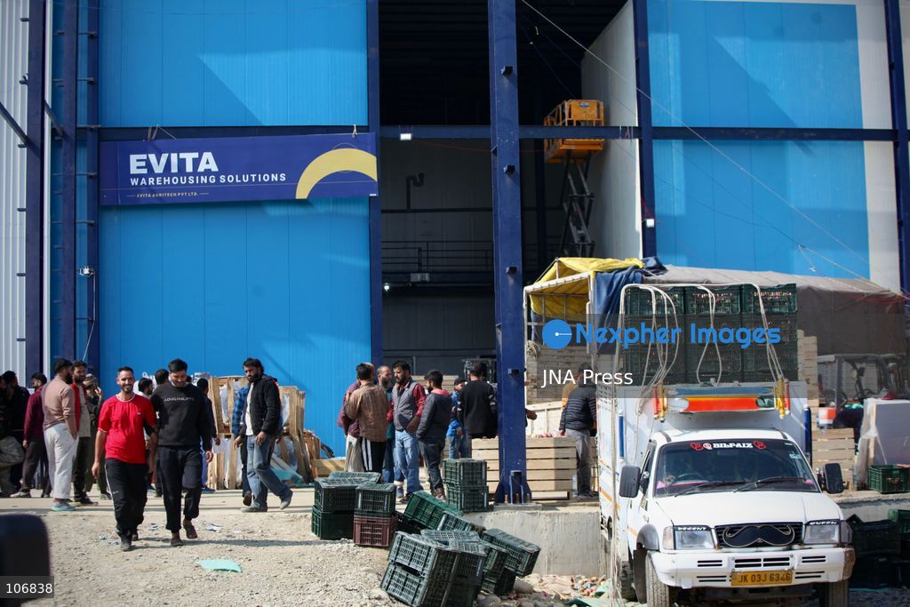 ANANTNAG, JAMMU AND KASHMIR, INDIA, OCTOBER 17, 2026: A cold storage facility in Anantnag, where refrigerated storage helps fruit growers preserve their produce and manage supplies beyond the harvest season. Apples are a major crop supporting Kashmir’s horticultural economy. Photo by Hilal Zargar / JNA Press. (Photo by Hilal Zargar/JNA Press via Nexpher Images)