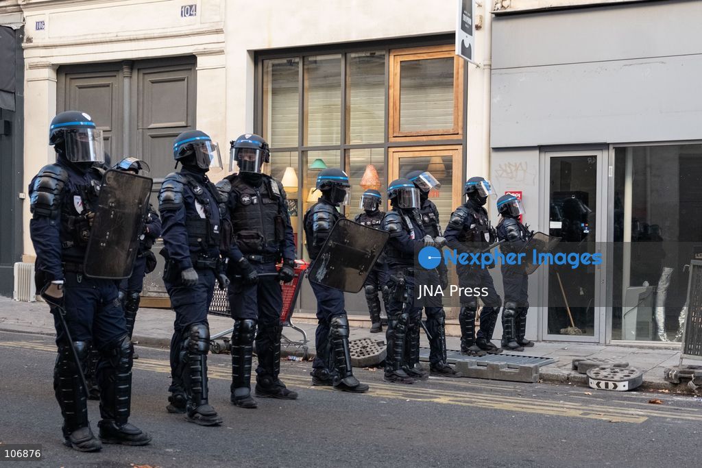 PARIS, FRANCE, OCTOBER 17, 2026: Demonstrators clash with riot police around Place de la République during protests involving high school students, Yellow Vest activists and other groups over education conditions and the high cost of living. Police use tear gas and water cannons during the confrontations. Photo by Camilla Baronetto / JNA Press. (Photo by Camilla Baronetto/JNA Press via Nexpher Images)
