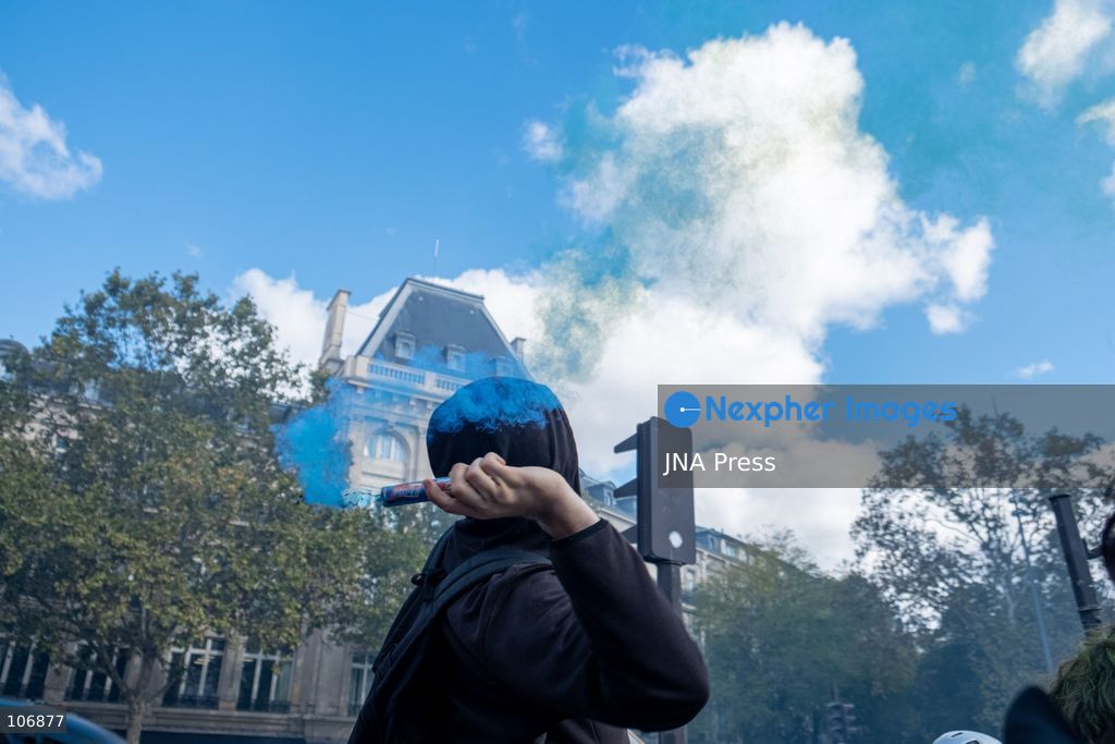 PARIS, FRANCE, OCTOBER 17, 2026: Demonstrators clash with riot police around Place de la République during protests involving high school students, Yellow Vest activists and other groups over education conditions and the high cost of living. Police use tear gas and water cannons during the confrontations. Photo by Camilla Baronetto / JNA Press. (Photo by Camilla Baronetto/JNA Press via Nexpher Images)