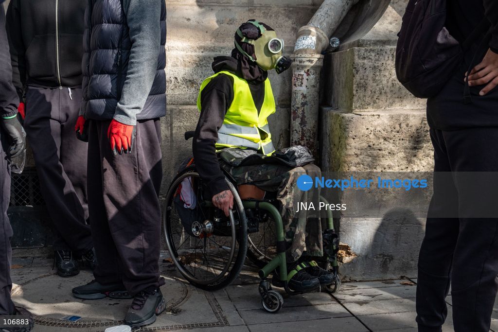 PARIS, FRANCE, OCTOBER 17, 2026: Demonstrators clash with riot police around Place de la République during protests involving high school students, Yellow Vest activists and other groups over education conditions and the high cost of living. Police use tear gas and water cannons during the confrontations. Photo by Camilla Baronetto / JNA Press. (Photo by Camilla Baronetto/JNA Press via Nexpher Images)