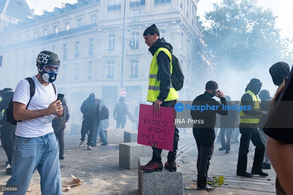 PARIS, FRANCE, OCTOBER 17, 2026: Demonstrators clash with riot police around Place de la République during protests involving high school students, Yellow Vest activists and other groups over education conditions and the high cost of living. Police use tear gas and water cannons during the confrontations. Photo by Camilla Baronetto / JNA Press. (Photo by Camilla Baronetto/JNA Press via Nexpher Images)