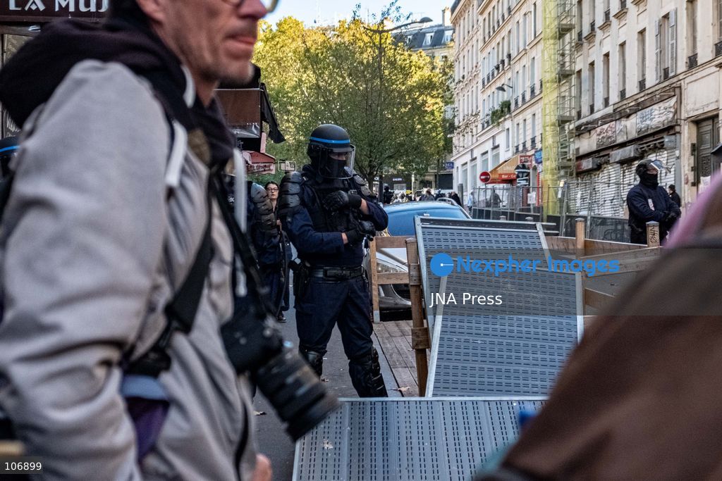 PARIS, FRANCE, OCTOBER 17, 2026: Demonstrators clash with riot police around Place de la République during protests involving high school students, Yellow Vest activists and other groups over education conditions and the high cost of living. Police use tear gas and water cannons during the confrontations. Photo by Camilla Baronetto / JNA Press. (Photo by Camilla Baronetto/JNA Press via Nexpher Images)