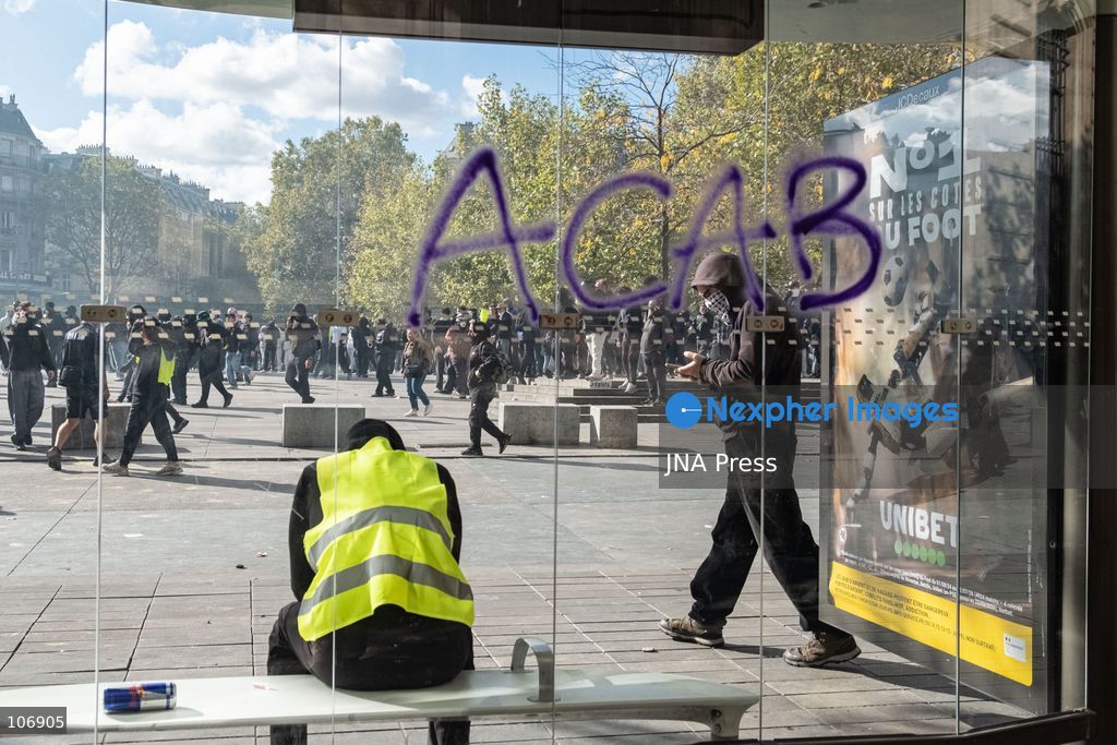 PARIS, FRANCE, OCTOBER 17, 2026: Demonstrators clash with riot police around Place de la République during protests involving high school students, Yellow Vest activists and other groups over education conditions and the high cost of living. Police use tear gas and water cannons during the confrontations. Photo by Camilla Baronetto / JNA Press. (Photo by Camilla Baronetto/JNA Press via Nexpher Images)