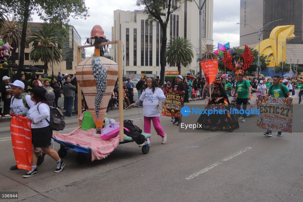 People taking part during the 18th Monumental Alebrijes Parade on Paseo de la Reforma avenue. on October 17, 2026 in Mexico City, Mexico. (Photo by Carlos Santiago/ Eyepix Group) (Photo by Carlos Santiago/ Eyepix Group/Eyepix via Nexpher Images)