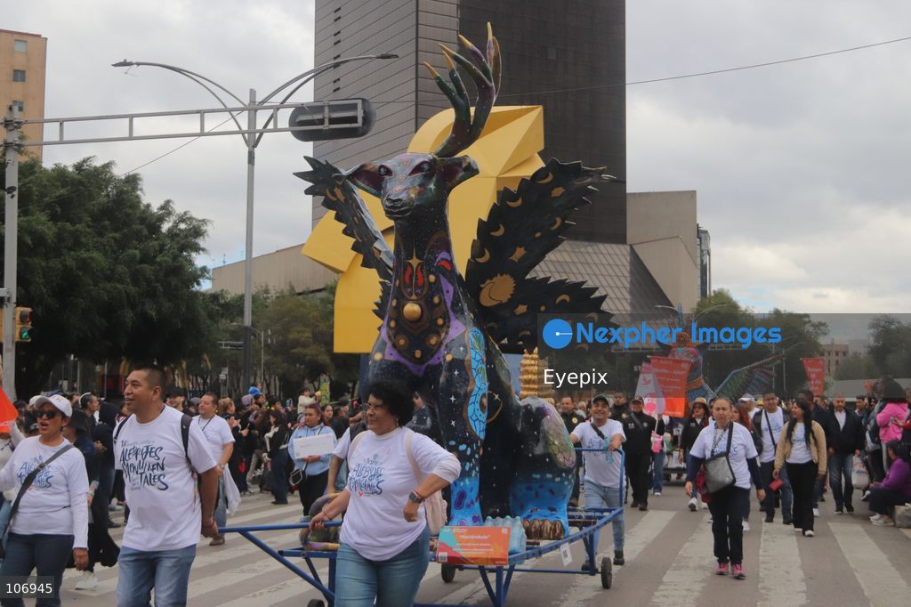 People taking part during the 18th Monumental Alebrijes Parade on Paseo de la Reforma avenue. on October 17, 2026 in Mexico City, Mexico. (Photo by Carlos Santiago/ Eyepix Group) (Photo by Carlos Santiago/ Eyepix Group/Eyepix via Nexpher Images)