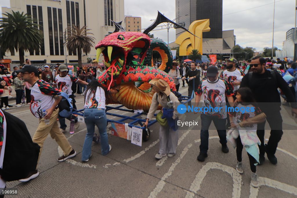 People taking part during the 18th Monumental Alebrijes Parade on Paseo de la Reforma avenue. on October 17, 2026 in Mexico City, Mexico. (Photo by Carlos Santiago/ Eyepix Group) (Photo by Carlos Santiago/ Eyepix Group/Eyepix via Nexpher Images)
