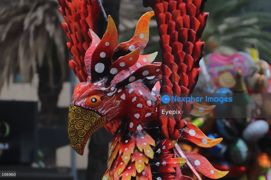 A giant, brightly colored fantastical folk-art sculpture crafted from papier-mâché, wood, and cardboard known as an "alebrije" is paraded down Paseo de la Reforma avenue during the 18th Monumental Alebrijes Parade. on October 17, 2026 in Mexico City, Mexico. (Photo by Carlos Santiago/ Eyepix Group) (Photo by Carlos Santiago/ Eyepix Group/Eyepix via Nexpher Images)