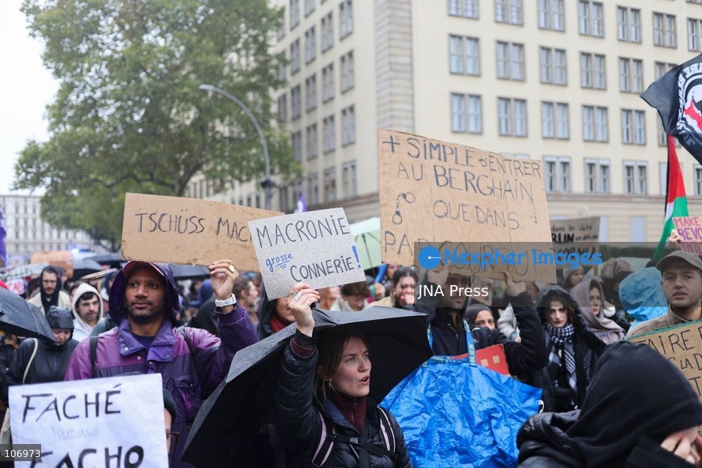 BERLIN, GERMANY, OCTOBER 17, 2026: Demonstrators gather in solidarity with students protesting in France, calling for better education funding and improved school conditions. The rally forms part of solidarity actions supporting the French student movement. (Photo by Zaira Biagini/JNA Press via Nexpher Images)