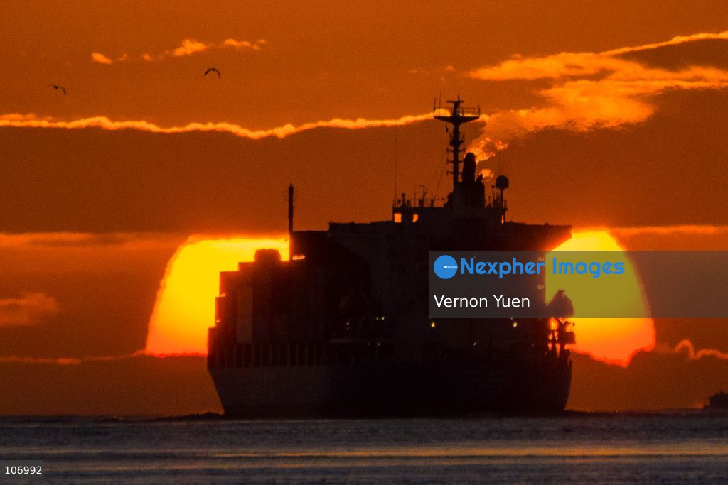 A container ship sailing during the sunset on October 18, 2026 in Hong Kong. (Photo by Vernon Yuen/Nexpher Images)