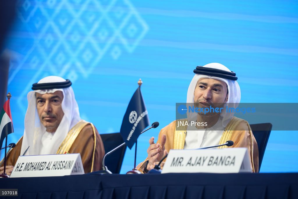 BANGKOK, THAILAND - OCTOBER 18, 2026: Central Bank of the UAE Governor Khaled Mohamed Balama (L) and UAE Minister of State for Financial Affairs Mohamed bin Hadi Al Hussaini (R) take part in a signing ceremony for the UAE to host the 2029 Annual Meetings of the International Monetary Fund (IMF) and the World Bank Group in Abu Dhabi, at the Queen Sirikit National Convention Center (QSNCC) in Bangkok during the 2026 Annual Meetings. (Photo by Watsawat "James" Koktabtim/JNA Press via Nexpher Images)