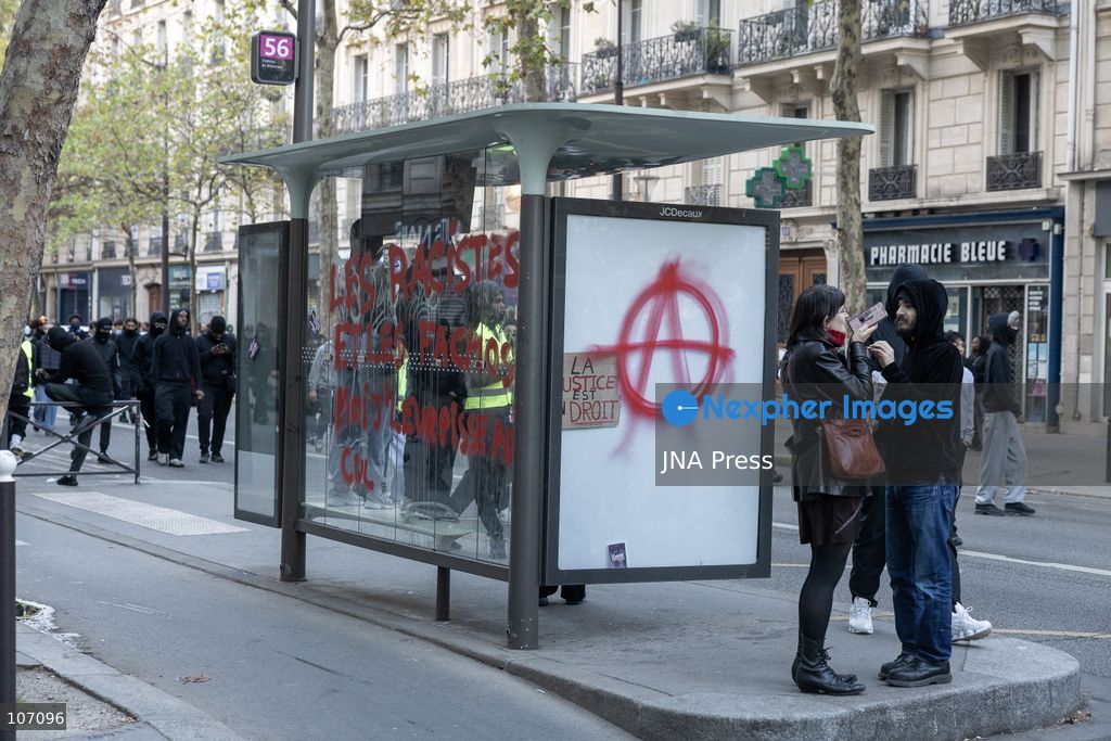 PARIS, FRANCE, OCTOBER 17, 2026: Demonstrators clash with riot police in and around Place de la République during protests against austerity and rising living costs, and in support of students demanding better school conditions. Makeshift barricades are erected and fires break out as police use tear gas and water cannons. Shops in surrounding streets are damaged and looted during the unrest. (Photo by Oualid Abdellaoui/JNA Press via Nexpher Images)