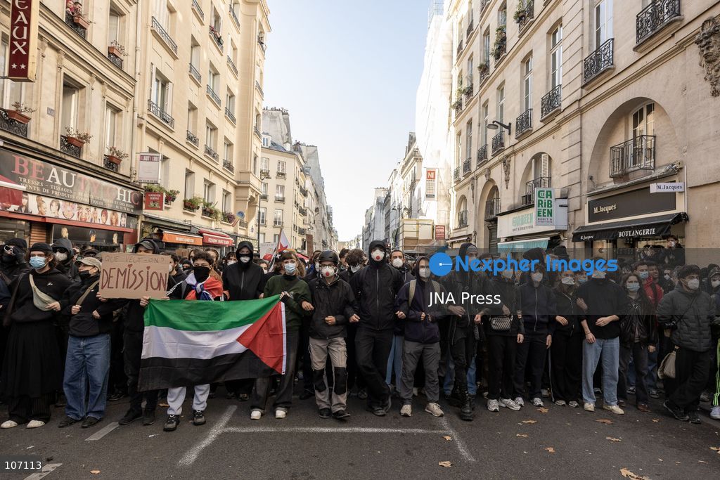 PARIS, FRANCE, OCTOBER 17, 2026: Demonstrators clash with riot police in and around Place de la République during protests against austerity and rising living costs, and in support of students demanding better school conditions. Makeshift barricades are erected and fires break out as police use tear gas and water cannons. Shops in surrounding streets are damaged and looted during the unrest. (Photo by Oualid Abdellaoui/JNA Press via Nexpher Images)