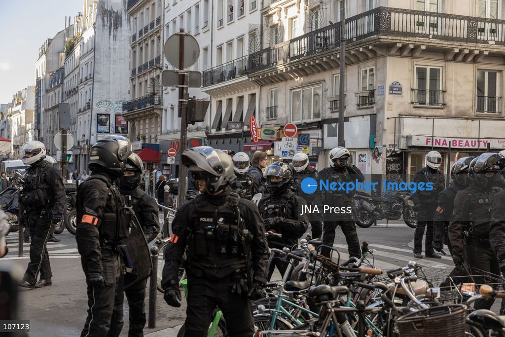 PARIS, FRANCE, OCTOBER 17, 2026: Demonstrators clash with riot police in and around Place de la République during protests against austerity and rising living costs, and in support of students demanding better school conditions. Makeshift barricades are erected and fires break out as police use tear gas and water cannons. Shops in surrounding streets are damaged and looted during the unrest. (Photo by Oualid Abdellaoui/JNA Press via Nexpher Images)