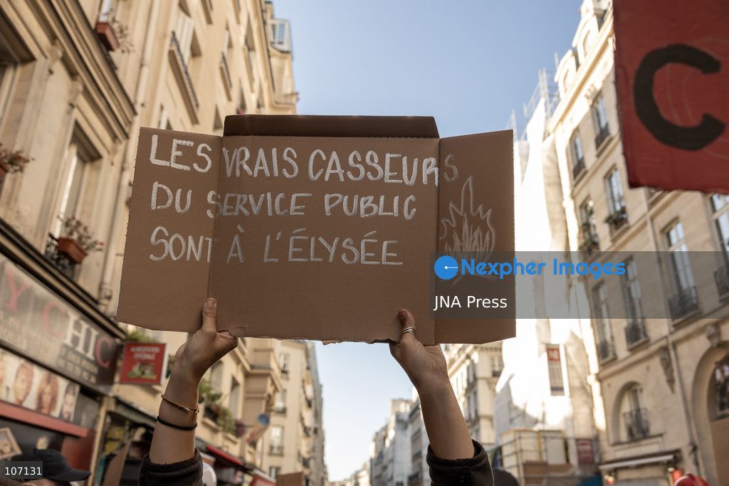 PARIS, FRANCE, OCTOBER 17, 2026: Demonstrators clash with riot police in and around Place de la République during protests against austerity and rising living costs, and in support of students demanding better school conditions. Makeshift barricades are erected and fires break out as police use tear gas and water cannons. Shops in surrounding streets are damaged and looted during the unrest. (Photo by Oualid Abdellaoui/JNA Press via Nexpher Images)