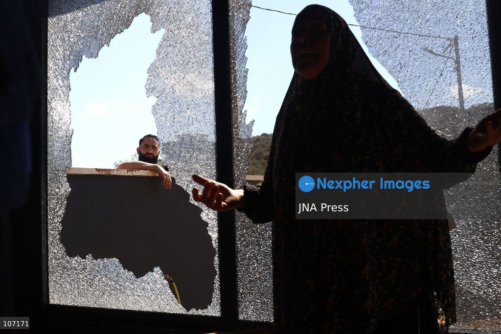TURMUS AYYA, PALESTINE - OCTOBER 19, 2026: Israeli settlers attacked two houses in the town of Turmus Ayya, north of Ramallah in the occupied West Bank, smashing windows and trying to set one of the houses on fire. The settlers also set a vehicle ablaze during the attack. (Photo by Salman Mohsen Alkhatib/JNA Press via Nexpher Images)
