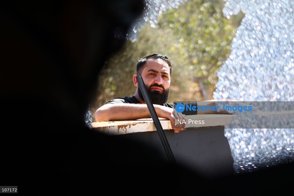 TURMUS AYYA, PALESTINE - OCTOBER 19, 2026: Israeli settlers attacked two houses in the town of Turmus Ayya, north of Ramallah in the occupied West Bank, smashing windows and trying to set one of the houses on fire. The settlers also set a vehicle ablaze during the attack. (Photo by Salman Mohsen Alkhatib/JNA Press via Nexpher Images)