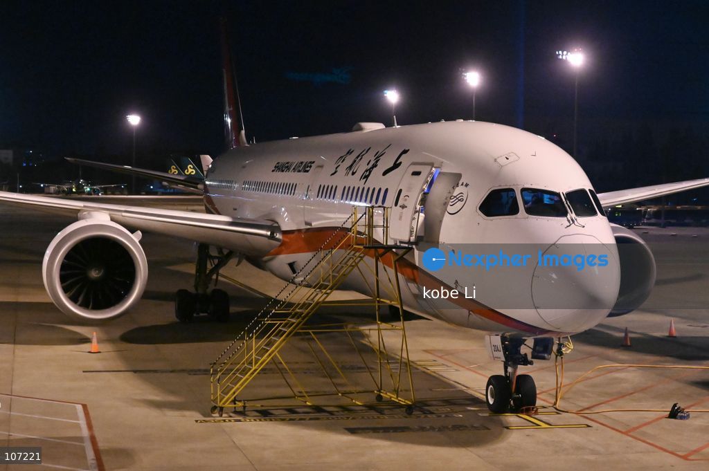 A Shanghai Airlines plane parking at Shanghai Hongqiao International Airport on October 15, 2026 in Shanghai, China. (Photo by kobe Li/Nexpher Images)