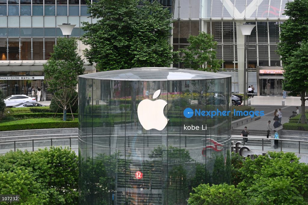 A general view showing Apple store logo at IFC Mall from Lujiazui on October 16, 2026 in Shanghai, China. (Photo by kobe Li/Nexpher Images)