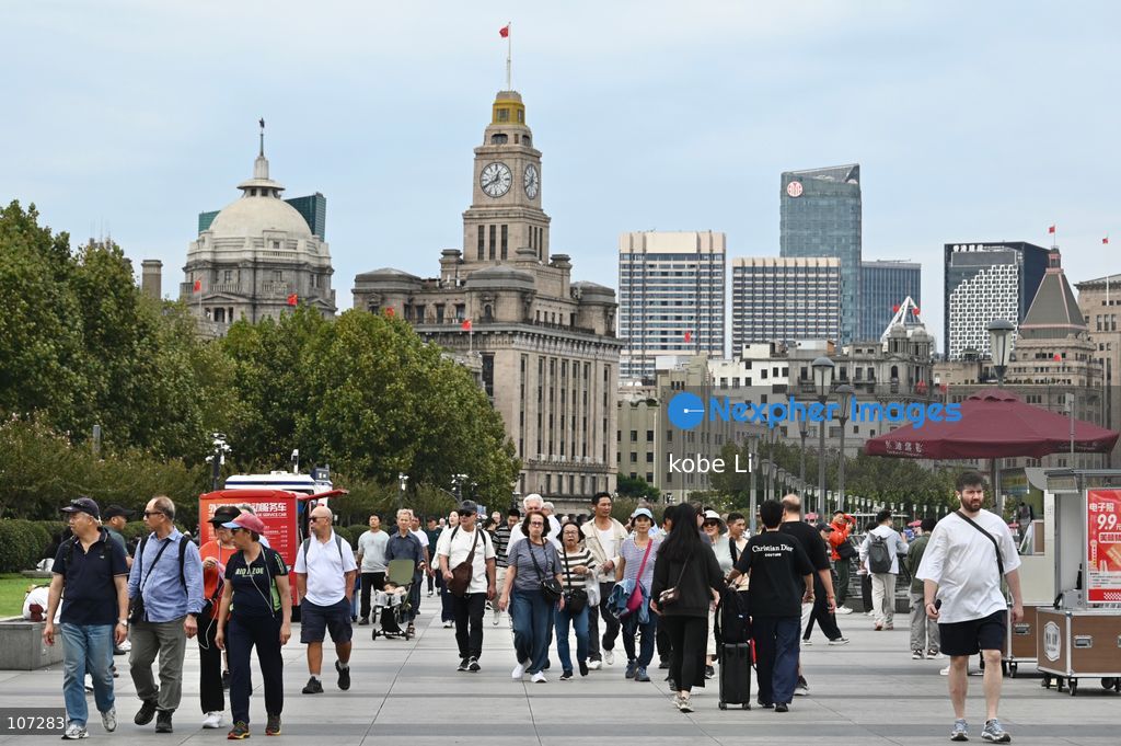 A general view showing riverfront view of the Exotic Building Architecture Exhibition from the Bund at on October 16, 2026 in Shanghai, China. (Photo by kobe Li/Nexpher Images)
