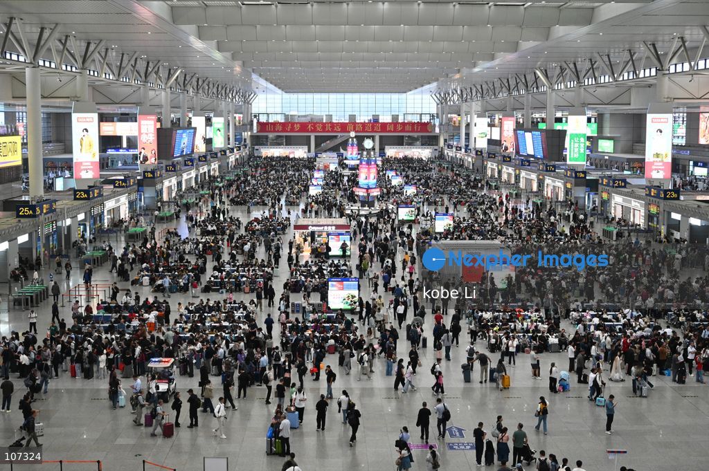 A general view showing passengers waiting at the Shanghai Hongqiao Railway Station on October 19, 2026 in Shanghai, China. (Photo by kobe Li/Nexpher Images)