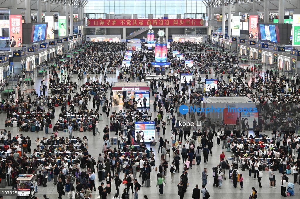 A general view showing passengers waiting at the Shanghai Hongqiao Railway Station on October 19, 2026 in Shanghai, China. (Photo by kobe Li/Nexpher Images)