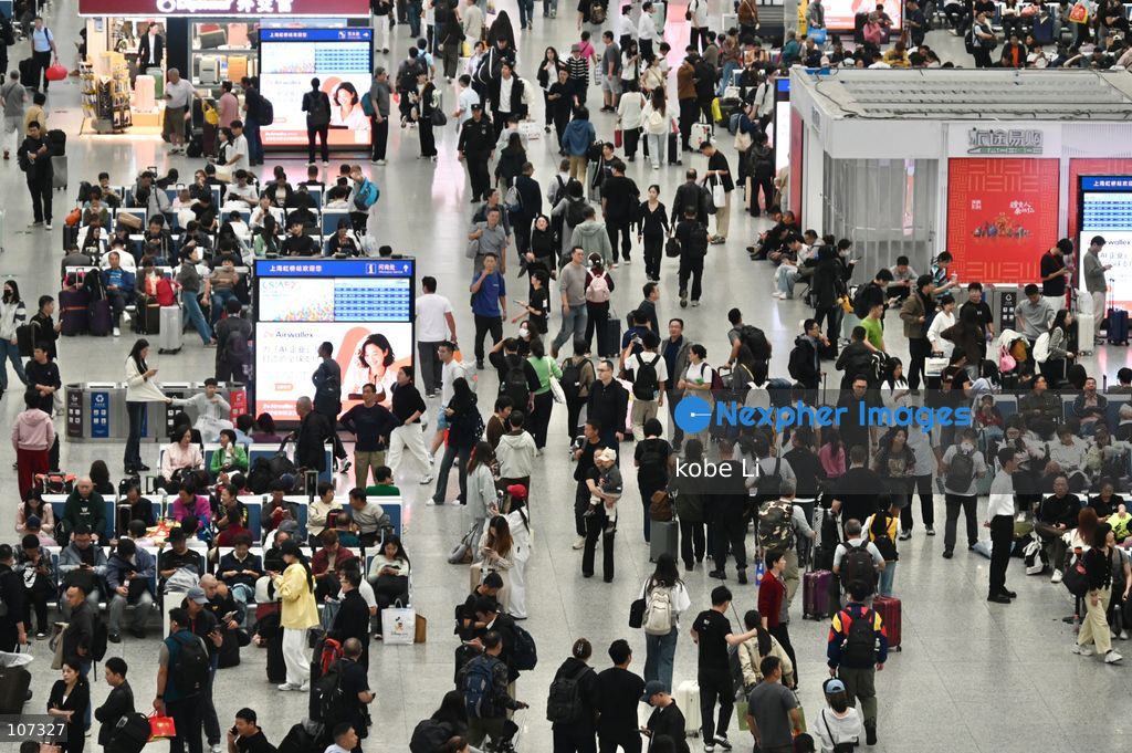 A general view showing passengers waiting at the Shanghai Hongqiao Railway Station on October 19, 2026 in Shanghai, China. (Photo by kobe Li/Nexpher Images)