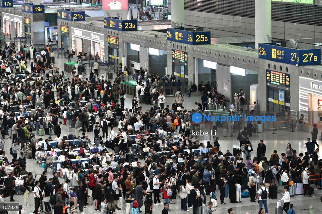 A general view showing passengers waiting at the Shanghai Hongqiao Railway Station on October 19, 2026 in Shanghai, China. (Photo by kobe Li/Nexpher Images)