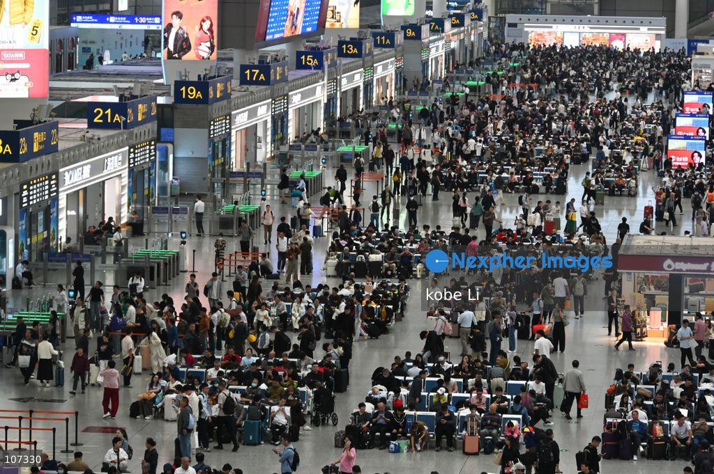 A general view showing passengers waiting at the Shanghai Hongqiao Railway Station on October 19, 2026 in Shanghai, China. (Photo by kobe Li/Nexpher Images)