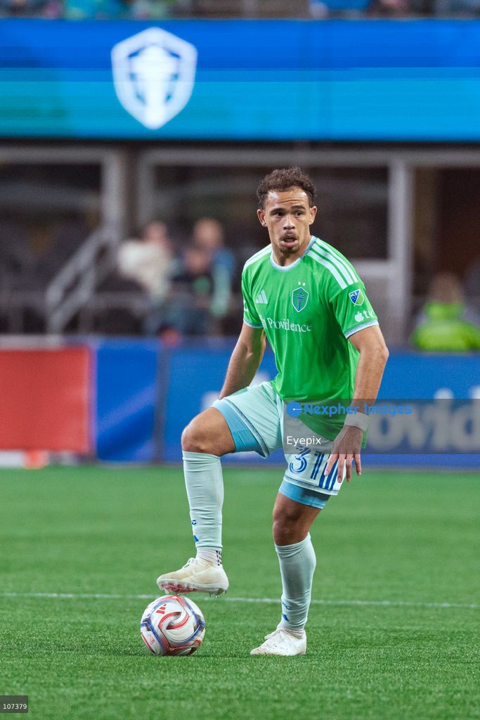 Hassani Dotson #31 of Seattle Sounders FC controls the ball during the MLS match between Sounders FC and CF Montréal at Lumen Field. on October 17, 2026 in Seattle, Washington. (Photo by Jules Doyle / Eyepix Group/Eyepix via Nexpher Images)