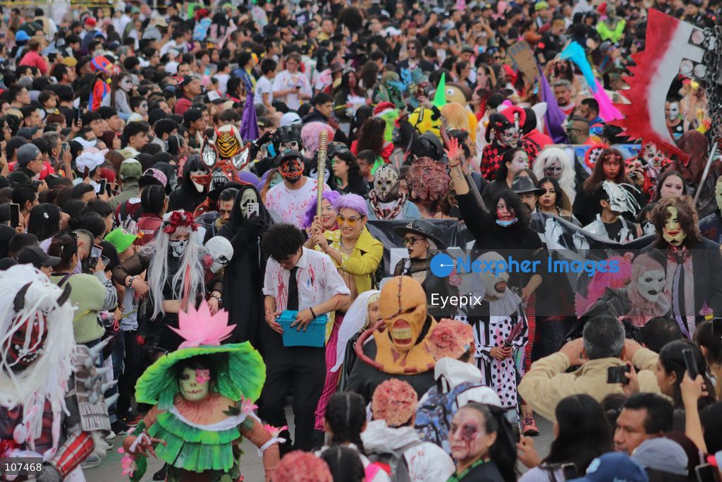 Participants take part in the 19th annual "Zombie Walk Mexico" (Marcha Zombie) along Reforma Avenue. Thousands of people dressed up as the undead gathered for the annual parade for Halloween celebrations on October 18, 2026 in Mexico City, Mexico. (Photo by Carlos Santiago/ Eyepix Group/Eyepix via Nexpher Images)