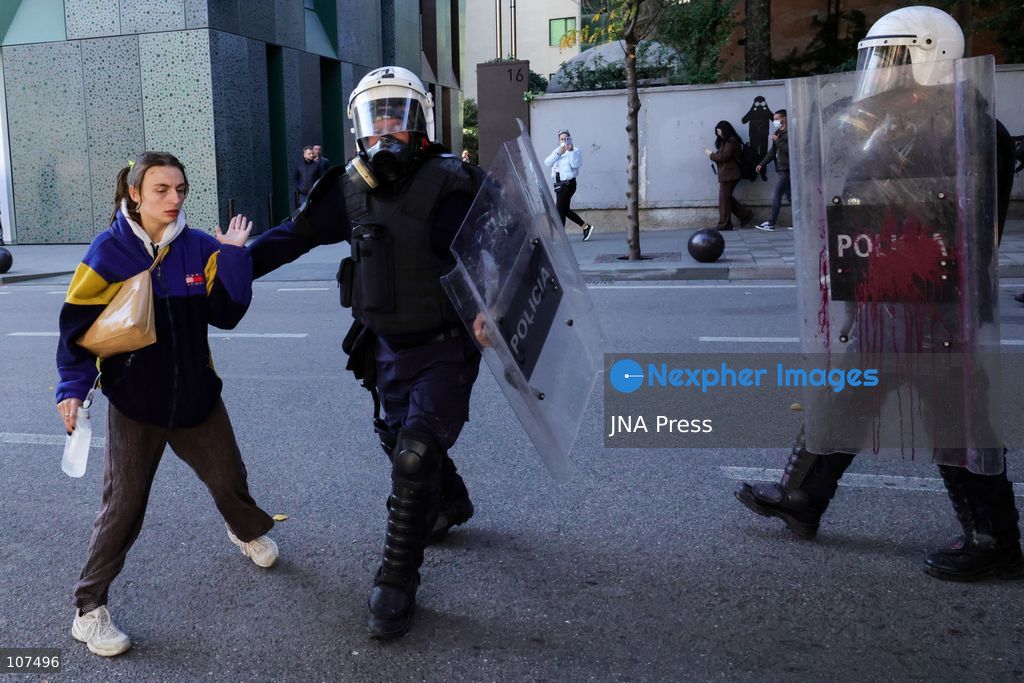 TIRANA, ALBANIA, OCTOBER 19, 2026: Demonstrators take part in student-led anti-government protests in Tirana as the mobilisation enters its seventh consecutive day. Protesters demand improved university conditions, government accountability and the resignation of Prime Minister Edi Rama. (Photo by Vlasov Sulaj/JNA Press via Nexpher Images)