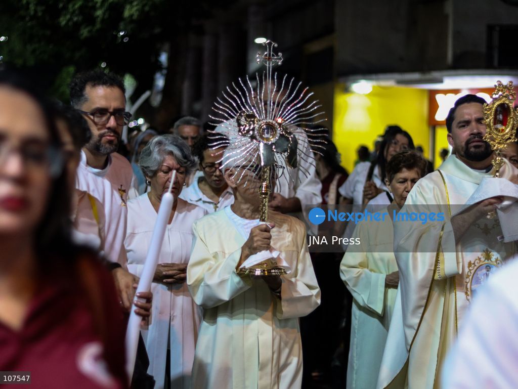 CARACAS, VENEZUELA, OCTOBER 19, 2026: Devotees gather at La Candelaria church in central Caracas to mark the first anniversary of the canonization of Saint José Gregorio Hernández and Saint Carmen Rendiles. The two became Venezuela’s first Catholic saints on October 19, 2025. (Photo by Mario Flores/JNA Press via Nexpher Images)
