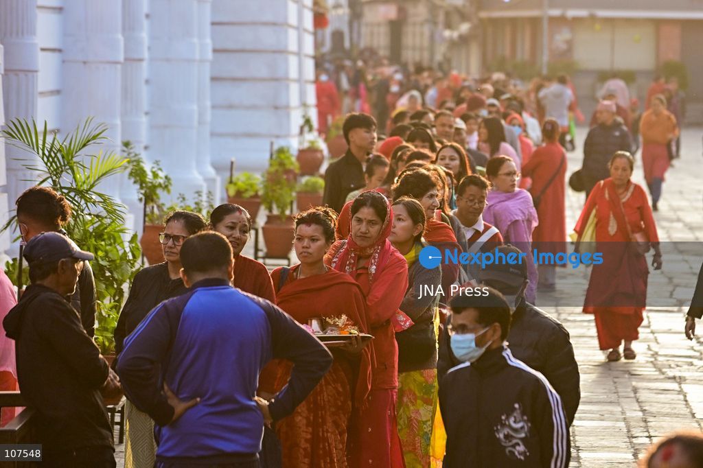 KATHMANDU, NEPAL, OCTOBER 20, 2026: Devotees queue to enter Taleju Bhawani Temple at Hanuman Dhoka Durbar Square in Kathmandu on Maha Nawami, the ninth day of Dashain. The historic temple opens to the general public only once a year on this occasion, allowing worshippers to offer prayers to Goddess Taleju Bhawani. (Photo by Safal Prakash Shrestha/JNA Press via Nexpher Images)
