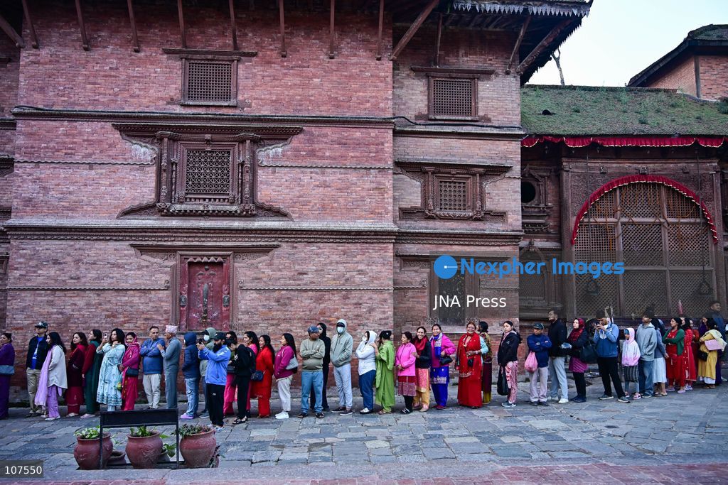 KATHMANDU, NEPAL, OCTOBER 20, 2026: Devotees queue to enter Taleju Bhawani Temple at Hanuman Dhoka Durbar Square in Kathmandu on Maha Nawami, the ninth day of Dashain. The historic temple opens to the general public only once a year on this occasion, allowing worshippers to offer prayers to Goddess Taleju Bhawani. (Photo by Safal Prakash Shrestha/JNA Press via Nexpher Images)