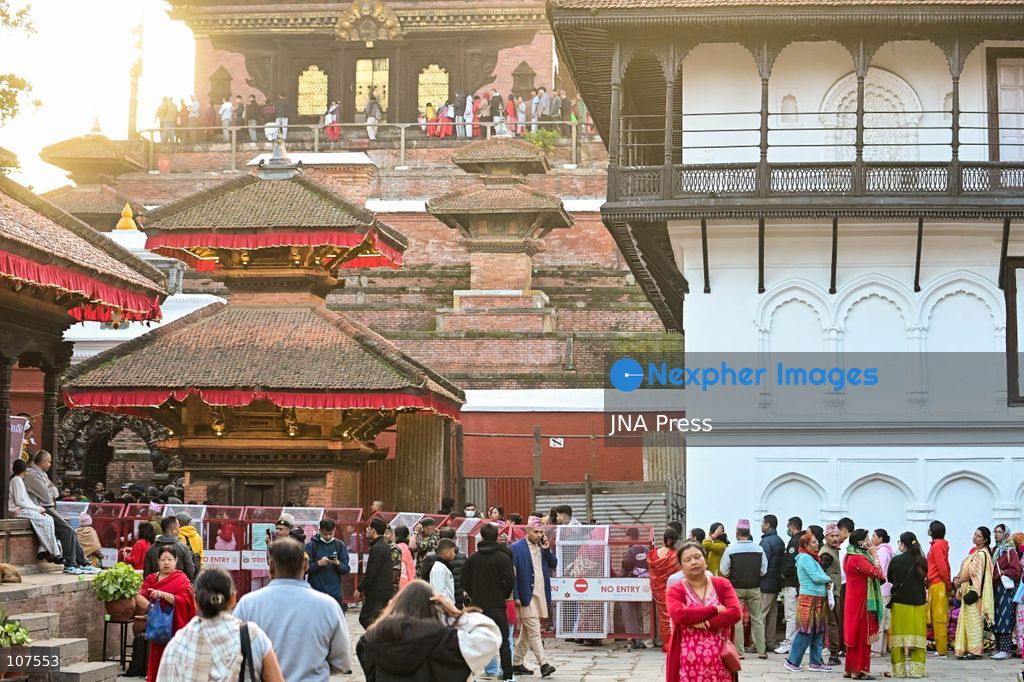 KATHMANDU, NEPAL, OCTOBER 20, 2026: Devotees queue to enter Taleju Bhawani Temple at Hanuman Dhoka Durbar Square in Kathmandu on Maha Nawami, the ninth day of Dashain. The historic temple opens to the general public only once a year on this occasion, allowing worshippers to offer prayers to Goddess Taleju Bhawani. (Photo by Safal Prakash Shrestha/JNA Press via Nexpher Images)